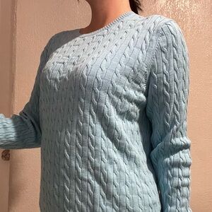 Women's Land's End Cable Knit Sweater - Light Blue
